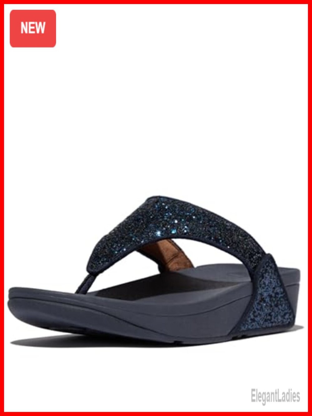 Glitter Toe-Post Sandals with Arch Support, Wedge Heel